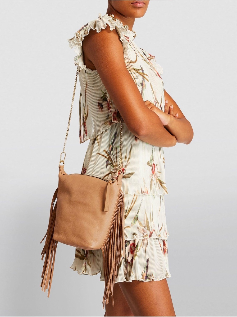 ALL SAINTS Evaline Fringe Crossbody - Palisade Tan - Picture 3 of 11